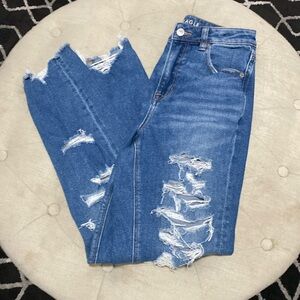 American Eagle Stretch size 4 regular blue ripped jeans